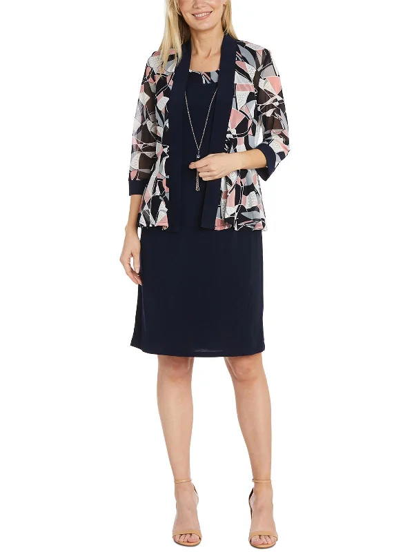 Womens Printed Mesh Open-Front Blazer