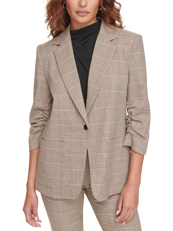 Oversized Women's Checkered Blazers in Black and White for a Trendy StyleWomens Window Pane Houndstooth One-Button Blazer Oversized Women's Checkered Blazers in Black and White for a Trendy StyleWomens Window Pane Houndstooth One-Button Blazer