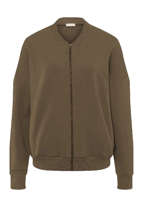 long length women cardigan with side slitsNatural Living Jacket | Olive 78757-1775