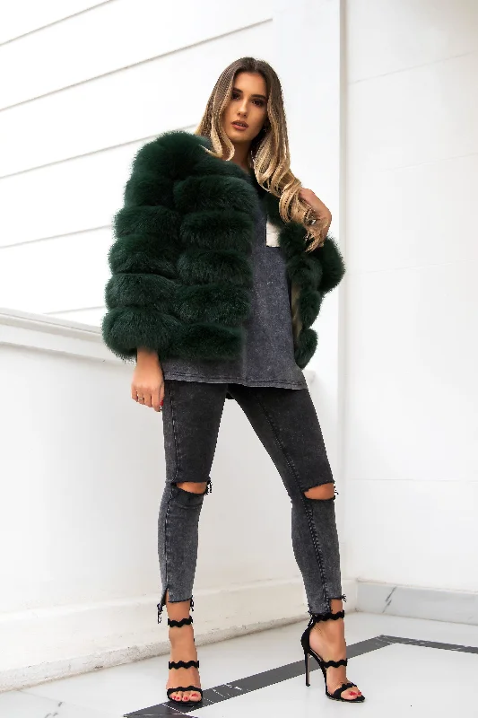 Forest Green Six Row Fox Coat