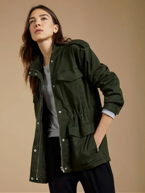 Women's pea coats with brass buttons for a nautical - inspired styleAnna Organic Cotton Jacket | Deep Khaki Women's pea coats with brass buttons for a nautical - inspired styleAnna Organic Cotton Jacket | Deep Khaki
