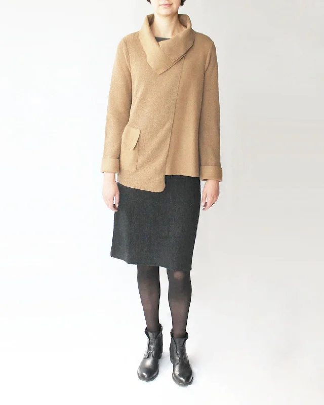 cropped women cardigan to pair with high - waisted jeansAsymmetric Alpaca Cardigan