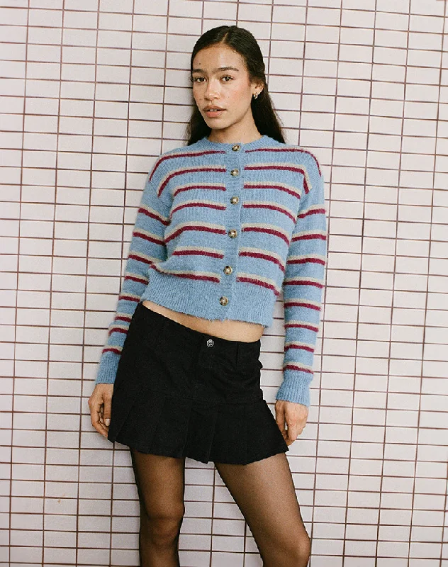 machine washable women cardigan for easy careAudrina Cardigan in Blue and Red Stripe machine washable women cardigan for easy careAudrina Cardigan in Blue and Red Stripe