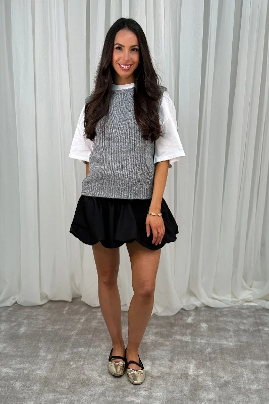 ribbed women cardigan with a classic textureBecca Sleeveless Knit In Grey
