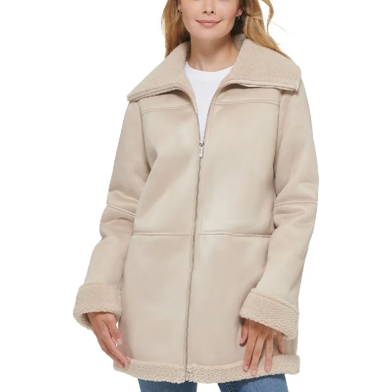 Oversized women's wool coats in a monochromatic look for a trendy outfitWomens Faux Shearling Trim Heavy Walker Coat Oversized women's wool coats in a monochromatic look for a trendy outfitWomens Faux Shearling Trim Heavy Walker Coat