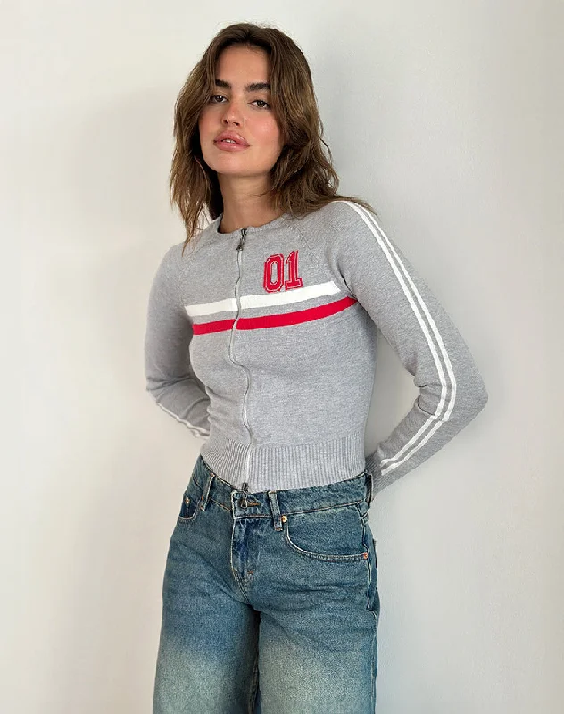lightweight women cardigan for spring and fallBinta Zip Through Jacket in Grey Marl