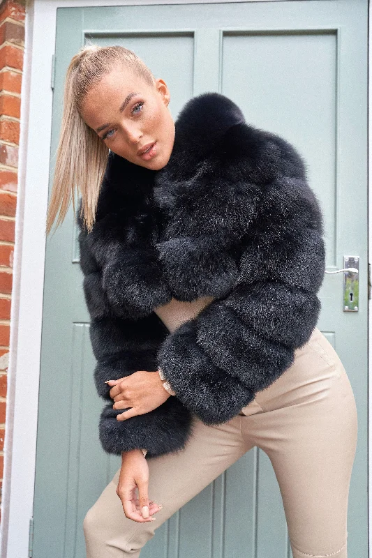 Belted women's cashmere coats in soft pastels for a luxurious feelBlack Hooded Three Row Fox Coat Belted women's cashmere coats in soft pastels for a luxurious feelBlack Hooded Three Row Fox Coat