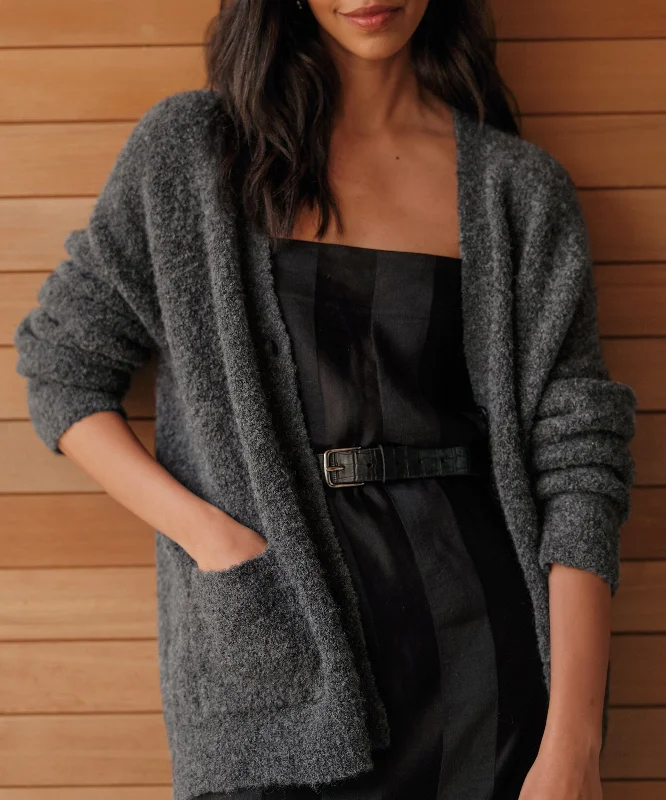 boyfriend style women cardigan for a relaxed fitBoucle Cocoon Cardigan