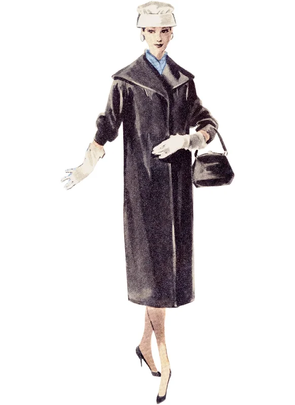 Women's knee - length wool blend coats with a fur collar for added warmthButterick Vintage Coat B6957 Women's knee - length wool blend coats with a fur collar for added warmthButterick Vintage Coat B6957