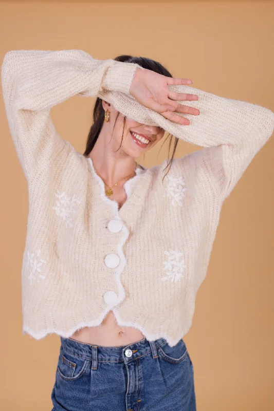 floral print women cardigan for a feminine touchCardigan Dorothea Sand