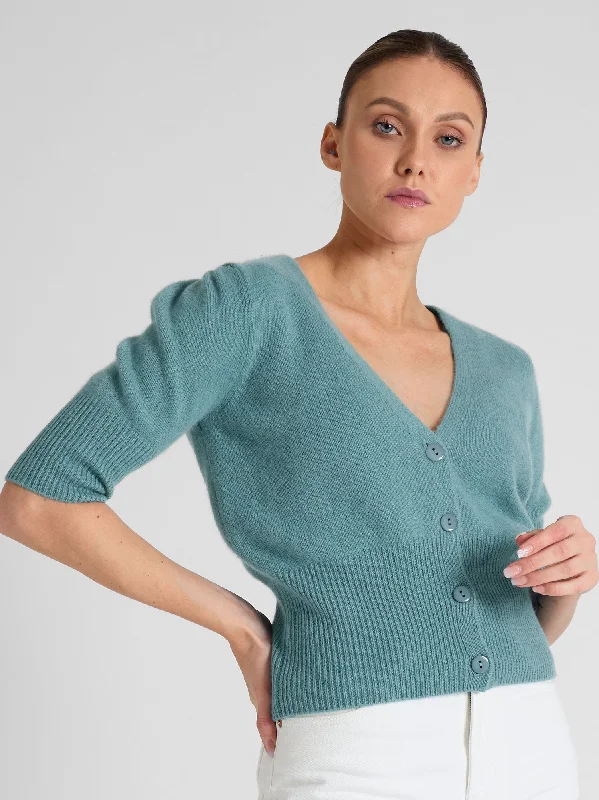 long length women cardigan with side slitsCashmere cardigan "Grace" - arctic