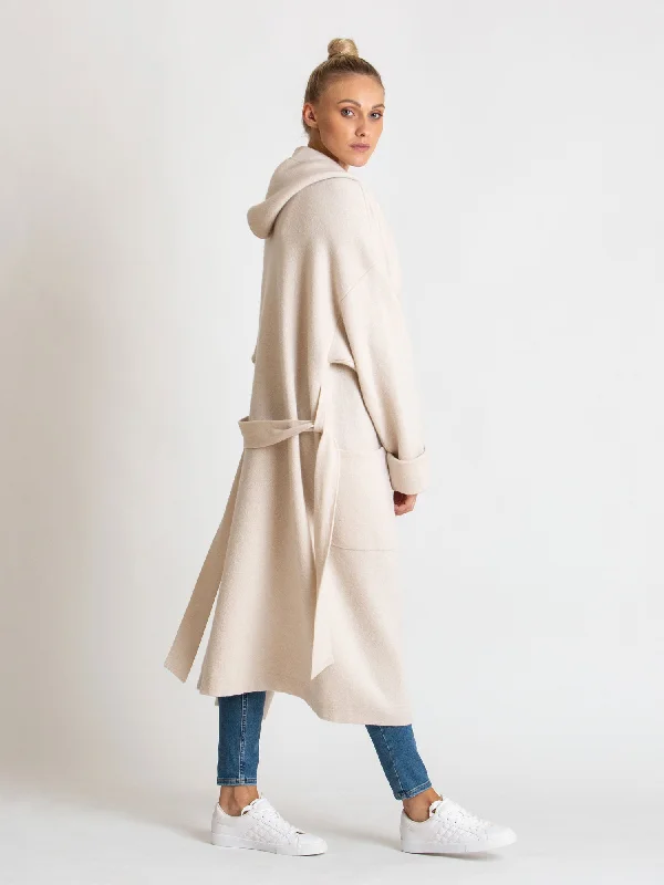 floral print women cardigan for a feminine touchCashmere coat "Nora" - pearl