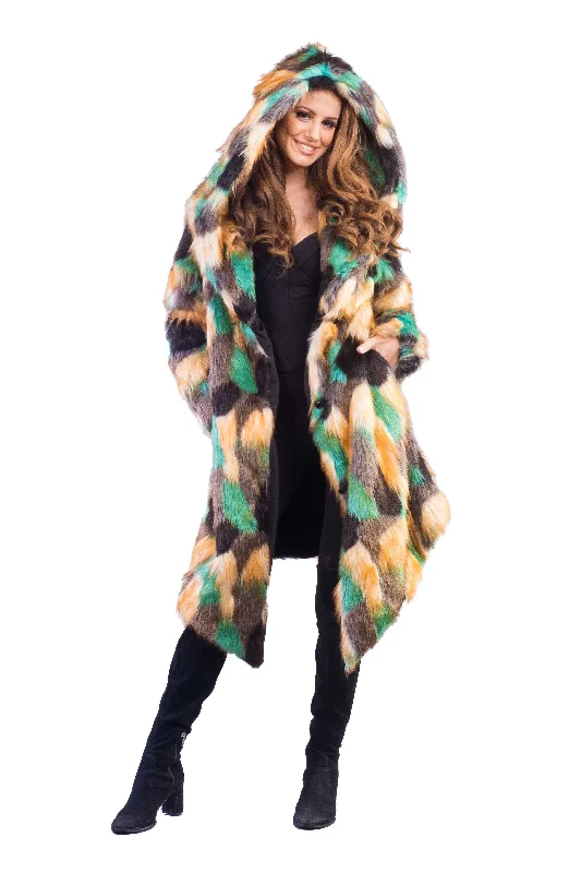 Petite women's wool blend coats with a tailored fit for a flattering silhouetteWomen's Desert Warrior Coat in "Acid Poly Green" Petite women's wool blend coats with a tailored fit for a flattering silhouetteWomen's Desert Warrior Coat in "Acid Poly Green"