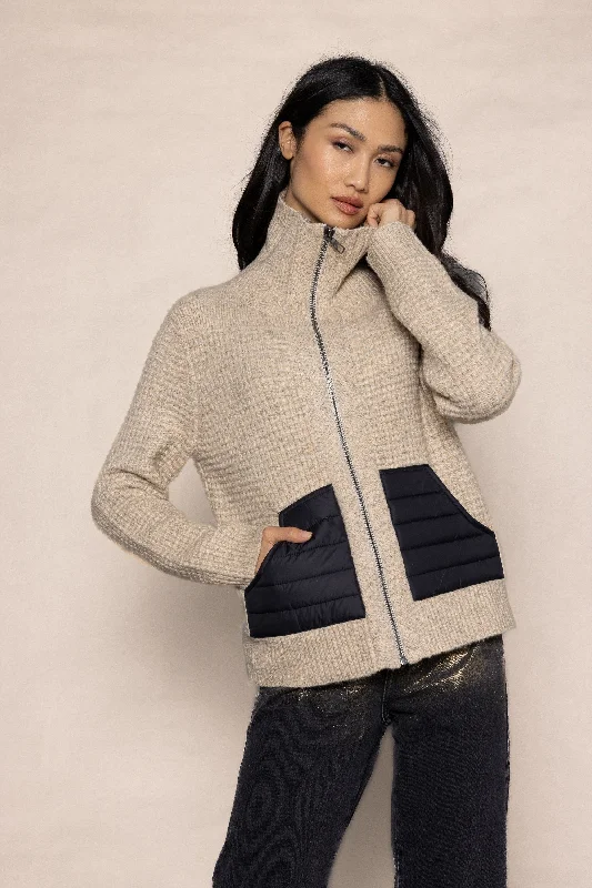 hand knitted women cardigan with artisanal charmDEEP POCKETS