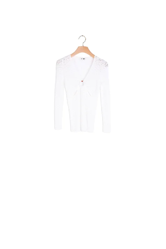 sequin embellished women cardigan for special occasionsPull en maille pointelle détail anneaux sequin embellished women cardigan for special occasionsPull en maille pointelle détail anneaux