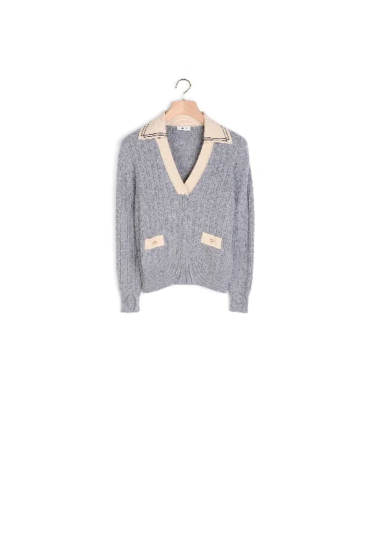cashmere blend women cardigan for a luxurious feelPull torsadé à col plongeant