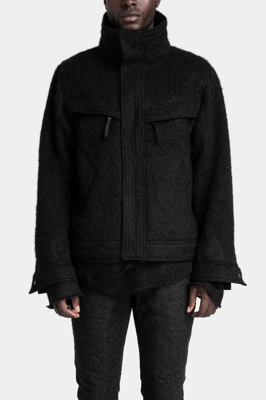 Oversized women's wool coats in a monochromatic look for a trendy outfitHigh neck shaggy wool blend jacket Oversized women's wool coats in a monochromatic look for a trendy outfitHigh neck shaggy wool blend jacket