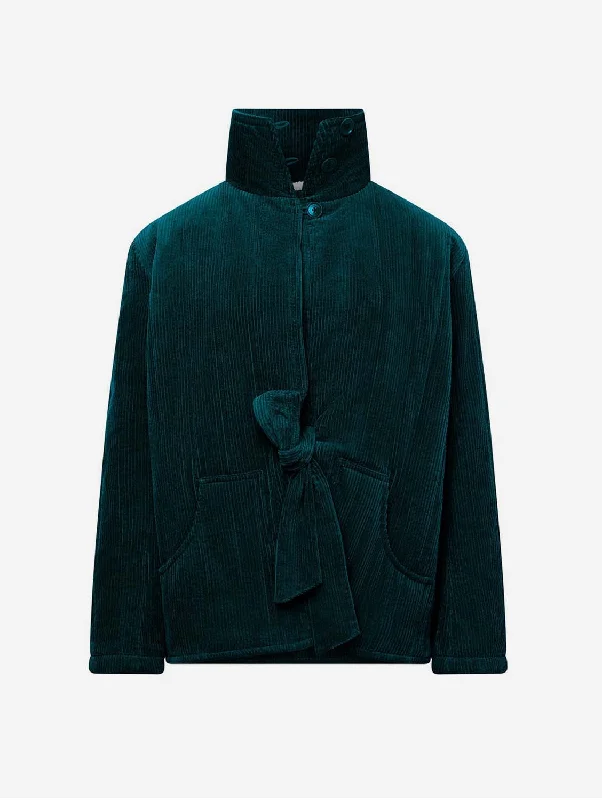 Mid - length women's down coats in a slim fit for a modern and sleek appearanceKeneila Women's Organic Cotton Corduroy Coat | Marine green Mid - length women's down coats in a slim fit for a modern and sleek appearanceKeneila Women's Organic Cotton Corduroy Coat | Marine green
