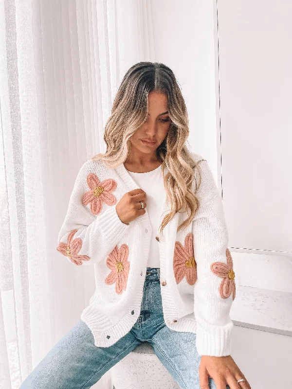 lightweight women cardigan for spring and fallLyrise Cardigan - White Floral