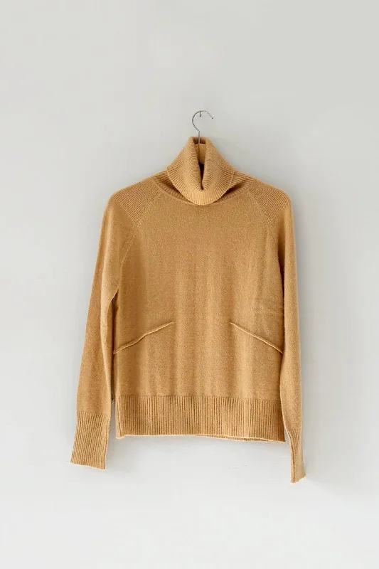 plus size women cardigan for comfortable layeringM.PATMOS Ares Turtleneck - Camel