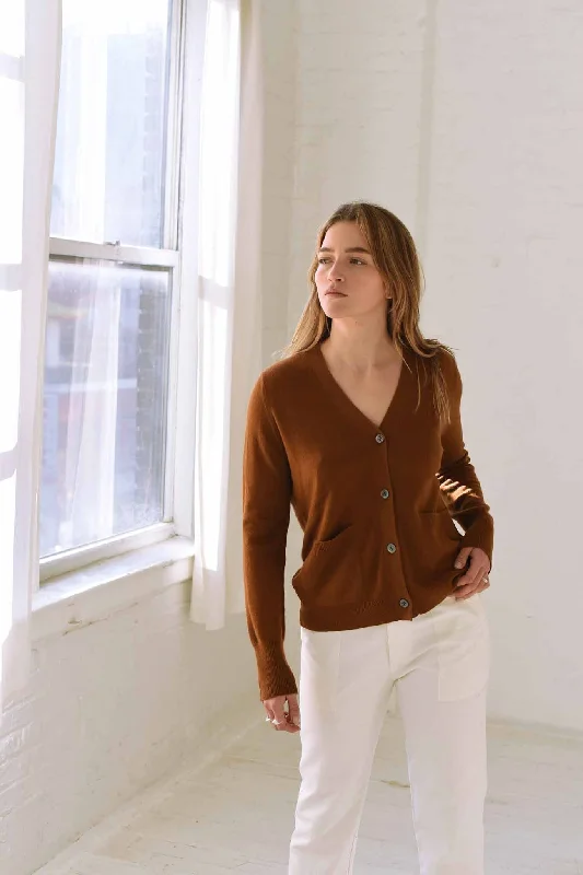 lightweight women cardigan for spring and fallM.PATMOS Henry Cardigan - Caramel