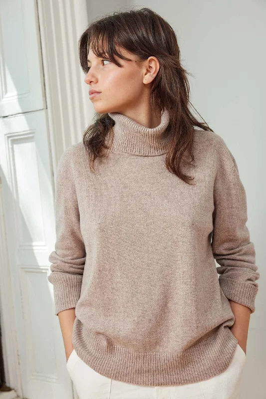 button down women cardigan with vintage buttonsM.PATMOS Maya Turtleneck - Almond