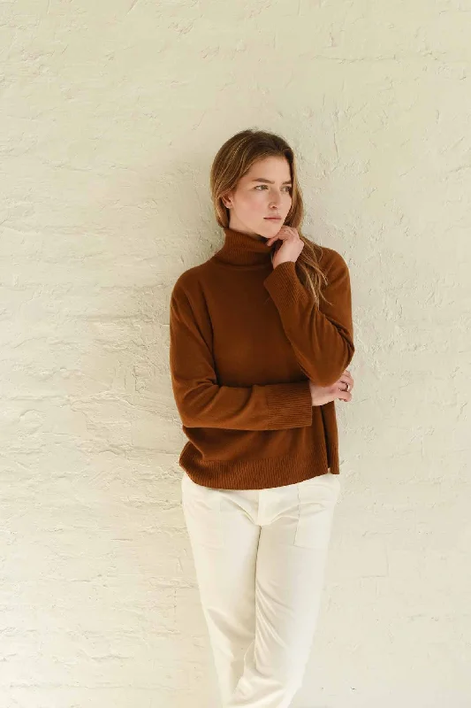 floral print women cardigan for a feminine touchM.PATMOS Maya Turtleneck - Caramel