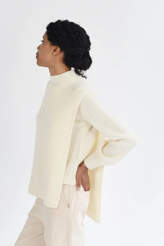 color block women cardigan with bold huesM.PATMOS Vivian Open Vest - Ivory