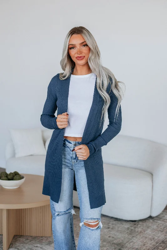 boyfriend style women cardigan for a relaxed fitMaylin Ribbed Cardigan - Dark Teal