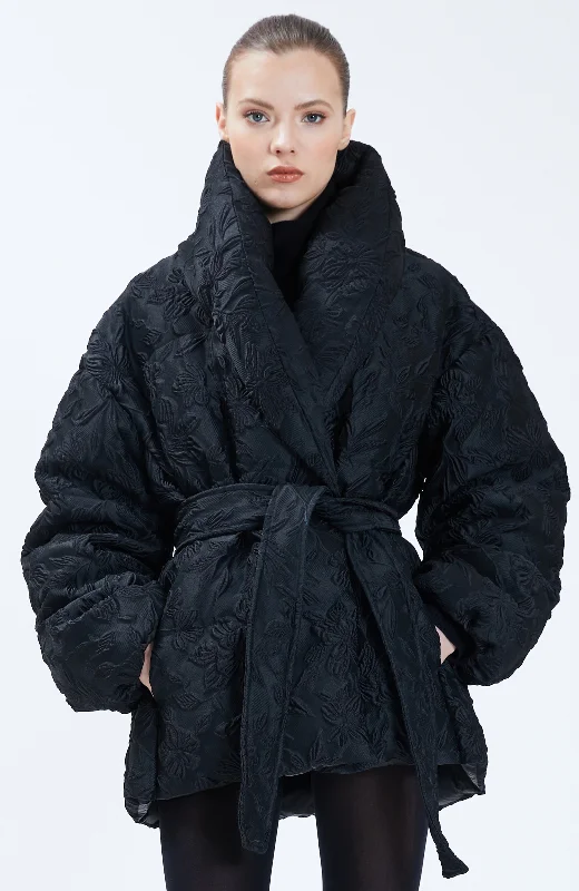 Long women's mac coats in a lightweight fabric for spring showersNicole Benisti Womens Priscilla Floral Jacquard Puffer Jacket Long women's mac coats in a lightweight fabric for spring showersNicole Benisti Womens Priscilla Floral Jacquard Puffer Jacket