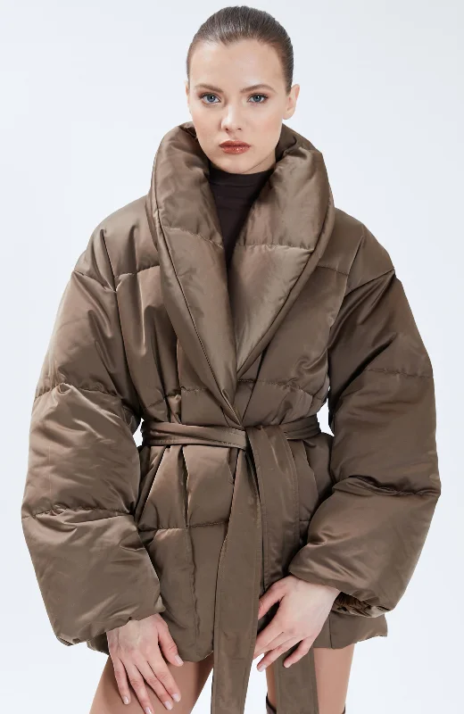 Oversized women's wool coats in a monochromatic look for a trendy outfitNicole Benisti Womens Priscilla Satin Puffer Coat Oversized women's wool coats in a monochromatic look for a trendy outfitNicole Benisti Womens Priscilla Satin Puffer Coat