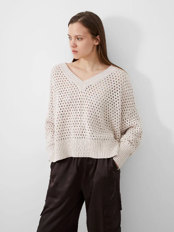 hand knitted women cardigan with artisanal charmNini Crochet V-Neck Jumper