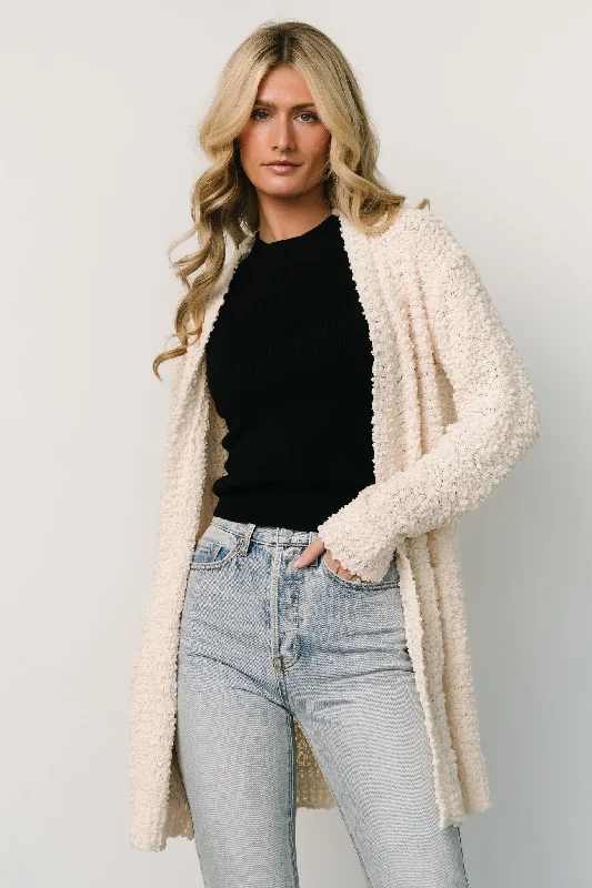v neck women cardigan to elongate the necklineOxford Pocket Cardigan | Cream