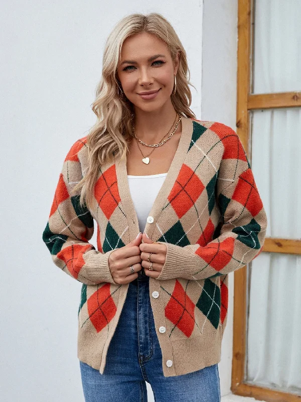 oversized women cardigan for a trendy and cozy lookPlaid Contrast Button Up Cardigan oversized women cardigan for a trendy and cozy lookPlaid Contrast Button Up Cardigan