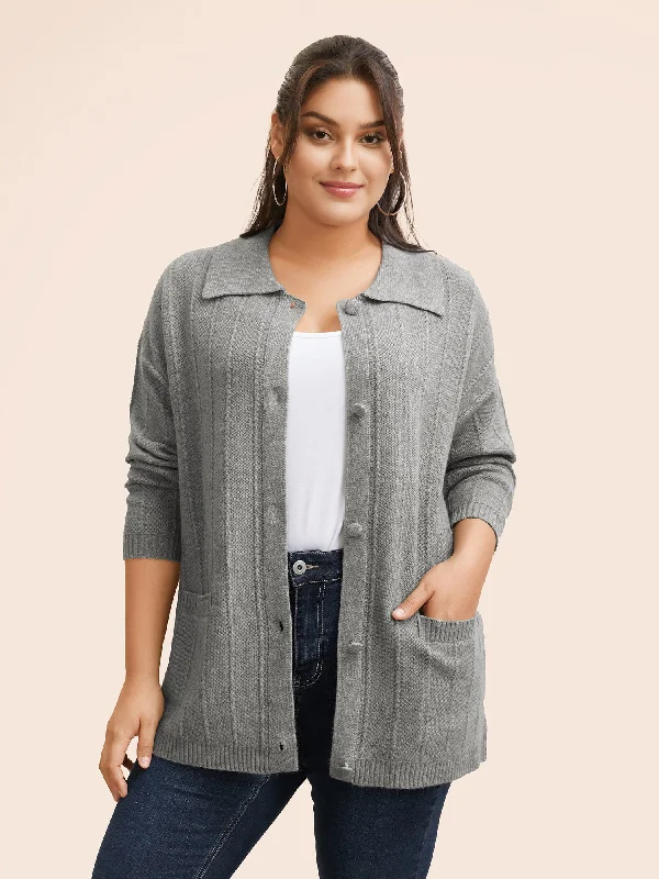 organic cotton women cardigan for an eco - friendly choicePlain Textured Polo Neck Pocket Cardigan organic cotton women cardigan for an eco - friendly choicePlain Textured Polo Neck Pocket Cardigan