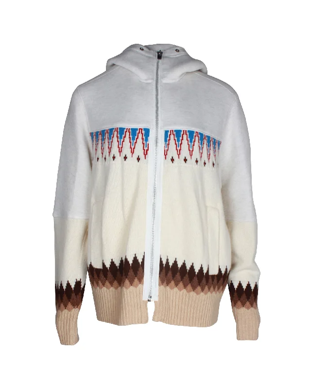 Sacai Nordic Zipped Hoodie in Multicolor Cotton