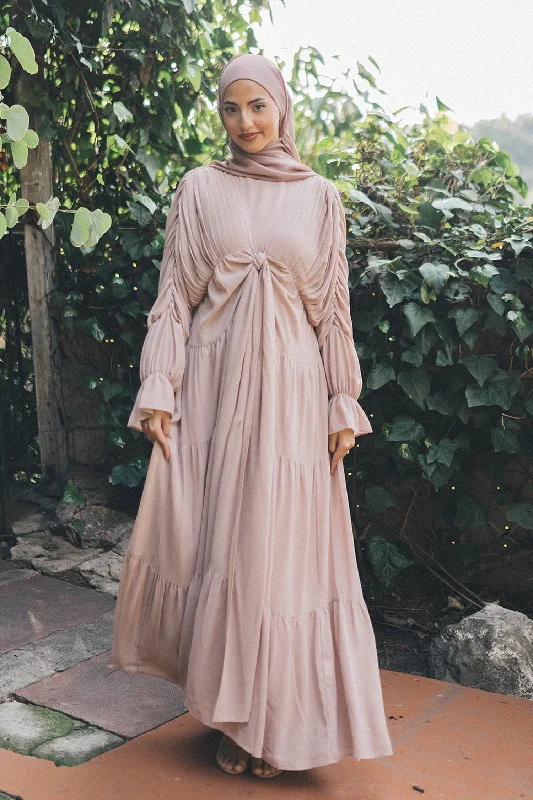 boyfriend style women cardigan for a relaxed fitSaleema Chiffon Open Abaya- Dusty Rose boyfriend style women cardigan for a relaxed fitSaleema Chiffon Open Abaya- Dusty Rose