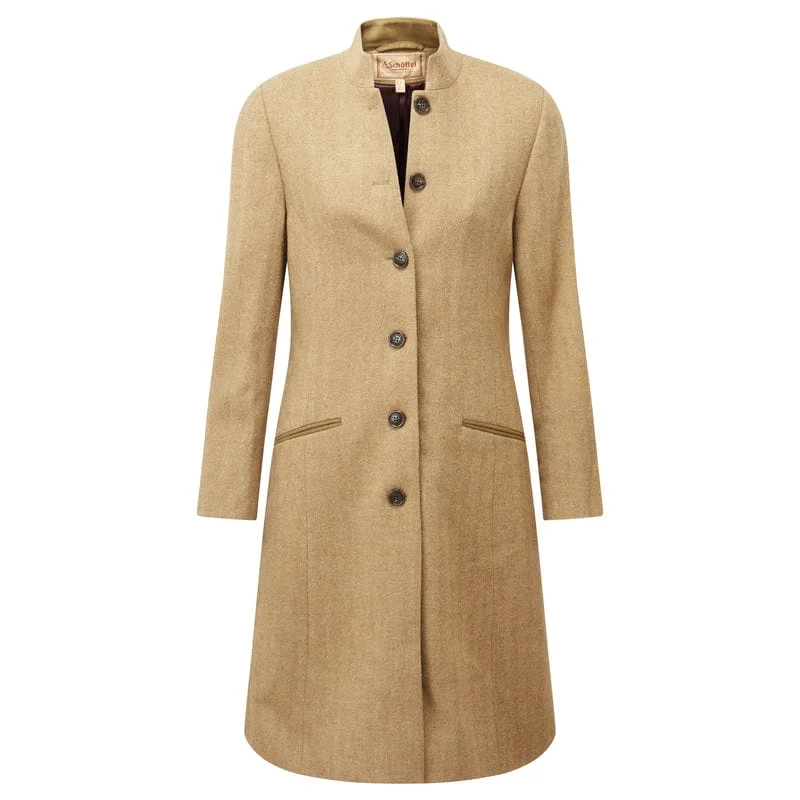 Long women's mac coats in a lightweight fabric for spring showersSchoffel Portree Ladies Tweed Jacket - Oak Herringbone Tweed Long women's mac coats in a lightweight fabric for spring showersSchoffel Portree Ladies Tweed Jacket - Oak Herringbone Tweed