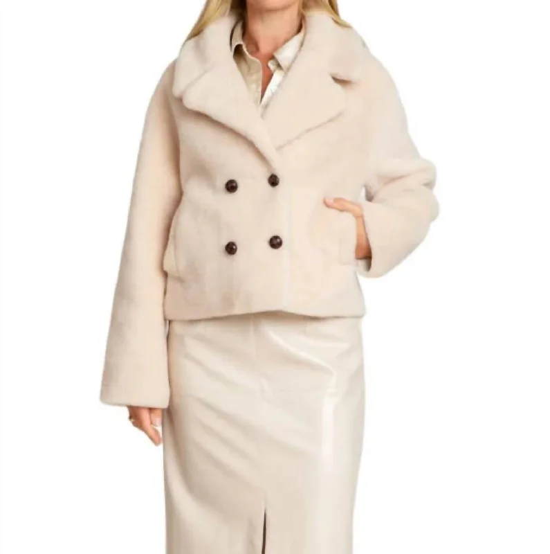 Women's longline double - breasted camel coats for a sophisticated lookSherpa Coat In Champagne Women's longline double - breasted camel coats for a sophisticated lookSherpa Coat In Champagne
