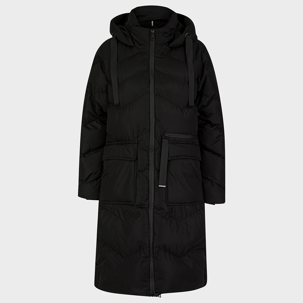 Quilted down women's coats with removable hoods for outdoor activitiesSaints and Sinners Chevron Padded Coat Quilted down women's coats with removable hoods for outdoor activitiesSaints and Sinners Chevron Padded Coat