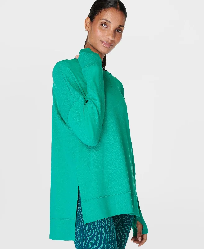 long length women cardigan with side slitsAfter Class Longline Sweatshir Sb8985 Gem-Green long length women cardigan with side slitsAfter Class Longline Sweatshir Sb8985 Gem-Green