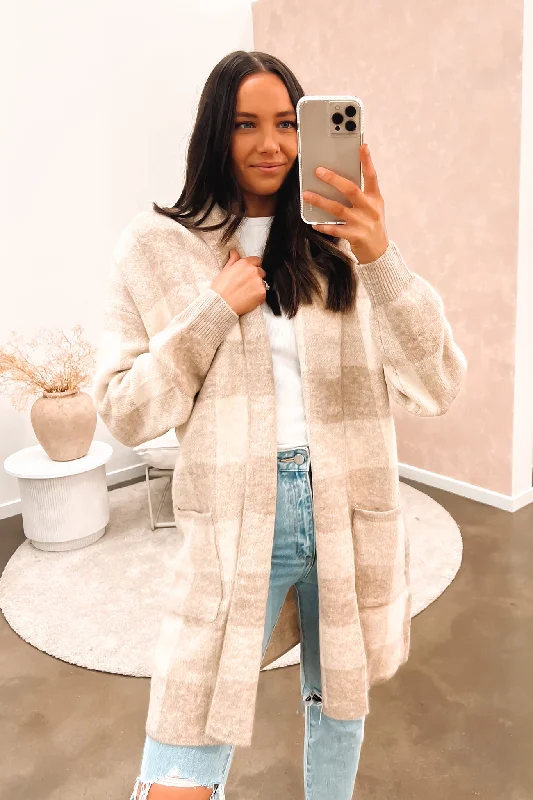 cropped women cardigan to pair with high - waisted jeansTahnee Cardigan Beige