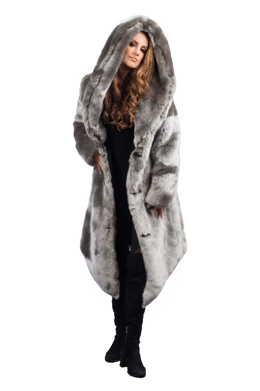 Water - resistant women's trench coats with adjustable cuffs for rainy daysWomen's Desert Warrior Coat in "Sage" Chinchilla Water - resistant women's trench coats with adjustable cuffs for rainy daysWomen's Desert Warrior Coat in "Sage" Chinchilla
