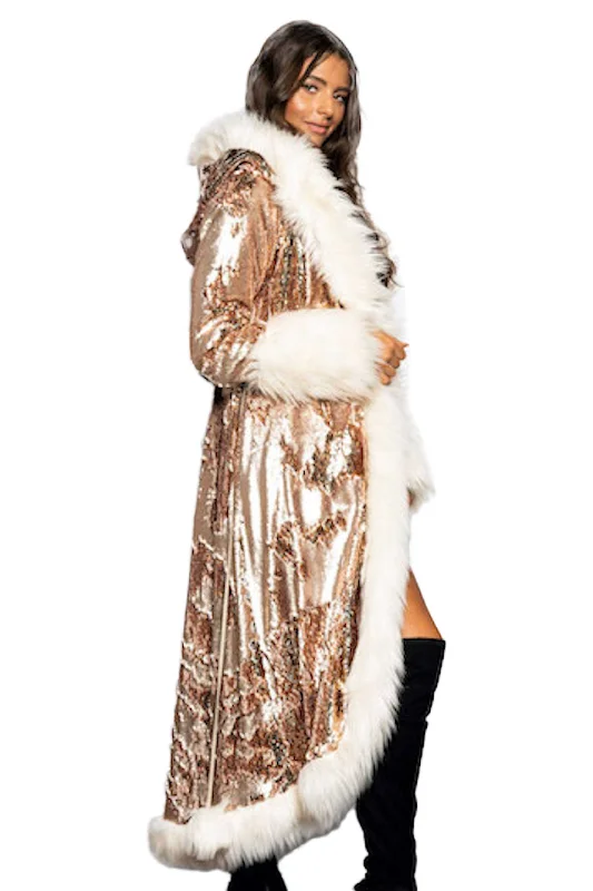 Checkered women's wool coats in a classic pattern for a timeless styleWomen's LED Sequin Temptress Coat in "Rose Gold" Checkered women's wool coats in a classic pattern for a timeless styleWomen's LED Sequin Temptress Coat in "Rose Gold"