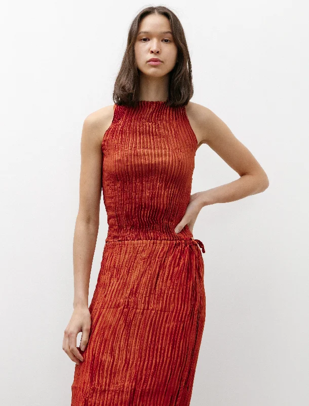 Puff Sleeve Women T Shirt for a Fashion - Forward LookPlissé Silk Tank Mahogany