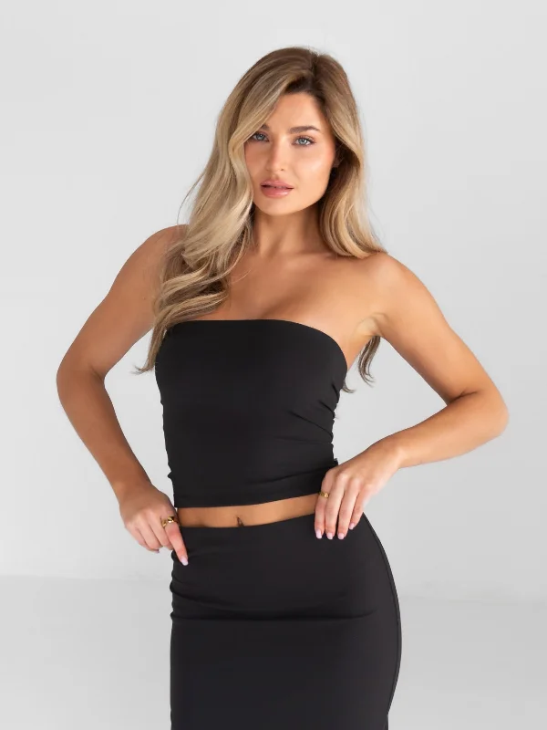 V - Neck Women T Shirt to Enhance the NecklineAlessia Bandeau Top - Black