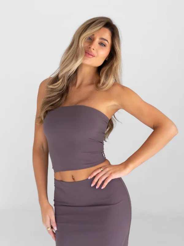 Crew Neck Women T Shirt with a Timeless DesignAlessia Bandeau Top - Mocha