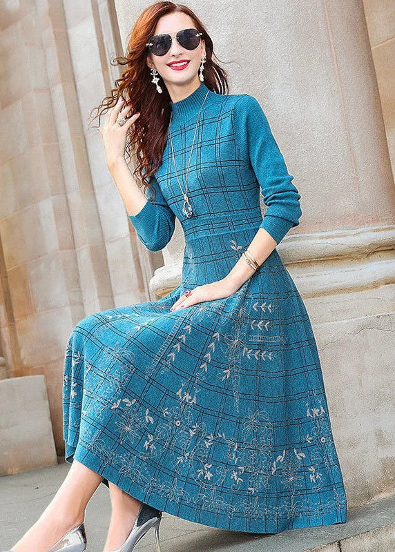 Mock Neck Women's Angora Blend Sweater Dresses in Solid ColorsBlue Print Knit Cinch Dress Stand Collar Plaid Exra Large Hem Winter Mock Neck Women's Angora Blend Sweater Dresses in Solid ColorsBlue Print Knit Cinch Dress Stand Collar Plaid Exra Large Hem Winter