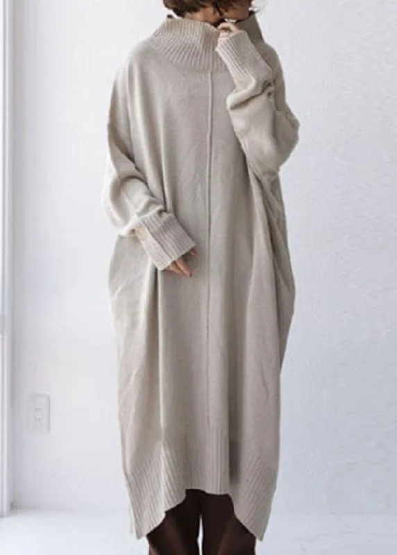 Sleeveless Women's Silk Blend Sweater Dresses for a Sophisticated LookBoutique Beige High Neck Oversized Knit Sweater Dress Spring Sleeveless Women's Silk Blend Sweater Dresses for a Sophisticated LookBoutique Beige High Neck Oversized Knit Sweater Dress Spring