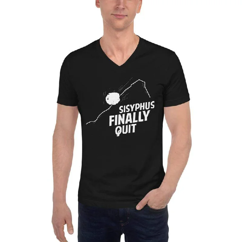 Muscle Women T Shirt for a Sporty and Casual LookCamus - Sisyphus Finally Quit - Unisex V-Neck T-Shirt Muscle Women T Shirt for a Sporty and Casual LookCamus - Sisyphus Finally Quit - Unisex V-Neck T-Shirt
